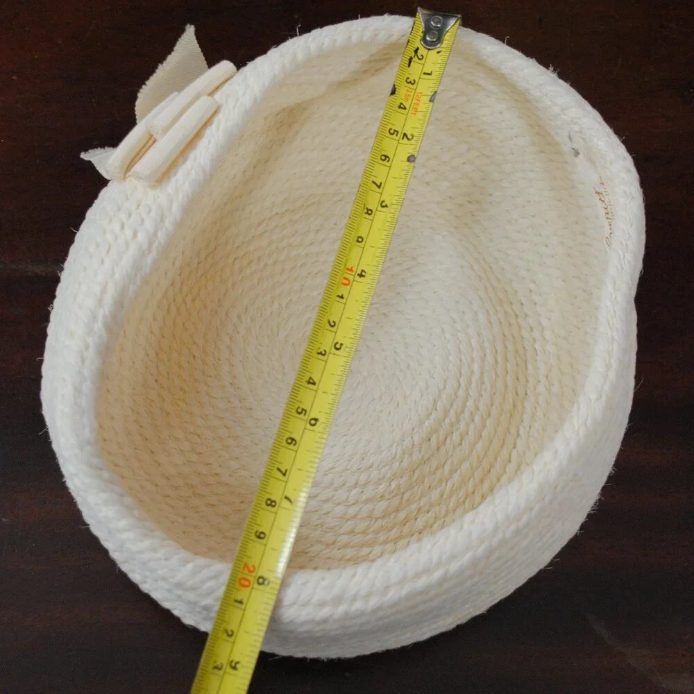 Vintage 1950s-60s Everitt Original Woven Knit Pillbox Hat with Ribbon Accent